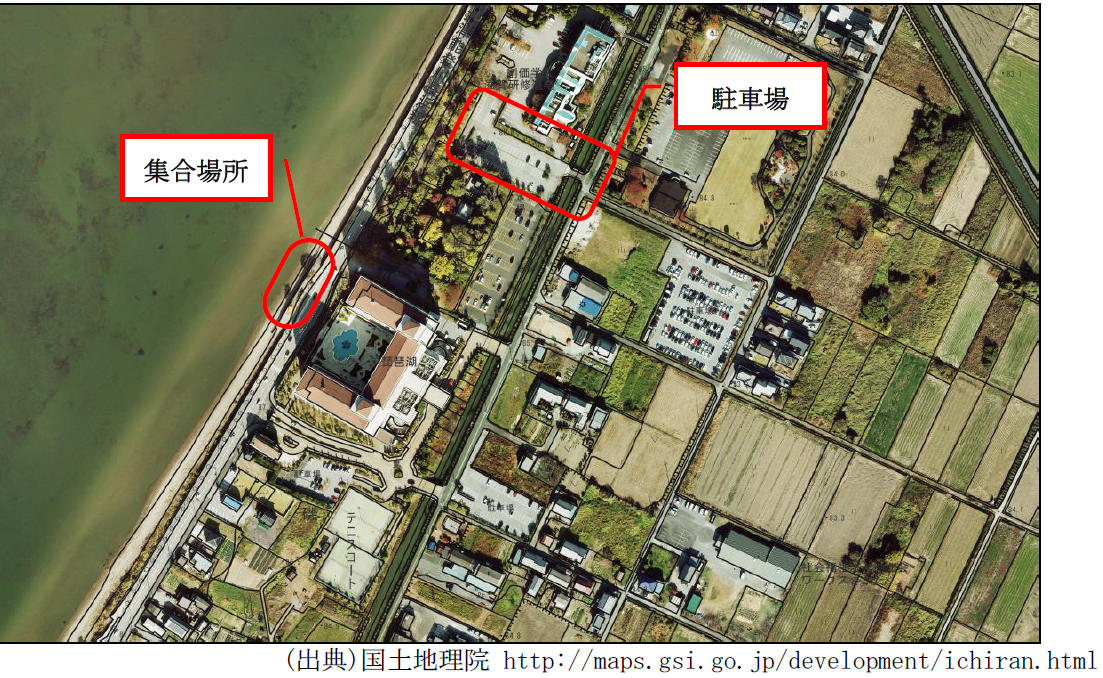 集合場所、駐車場