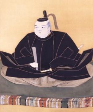 黒い着物を着て座っている京極高次の肖像画