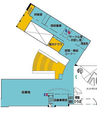 図書館エリア見取図のイラスト