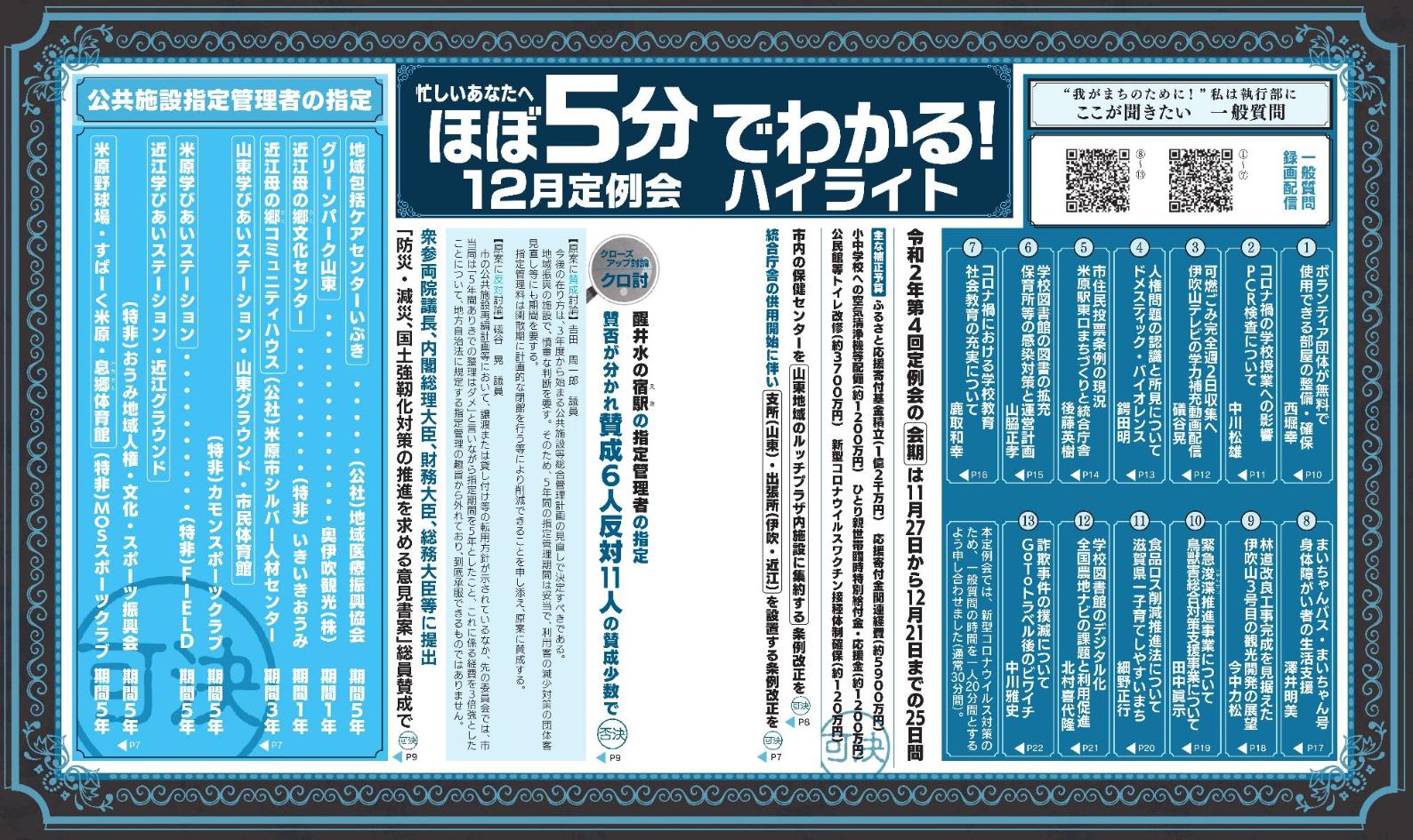ほぼ5分でわかる、12月定例会ハイライト