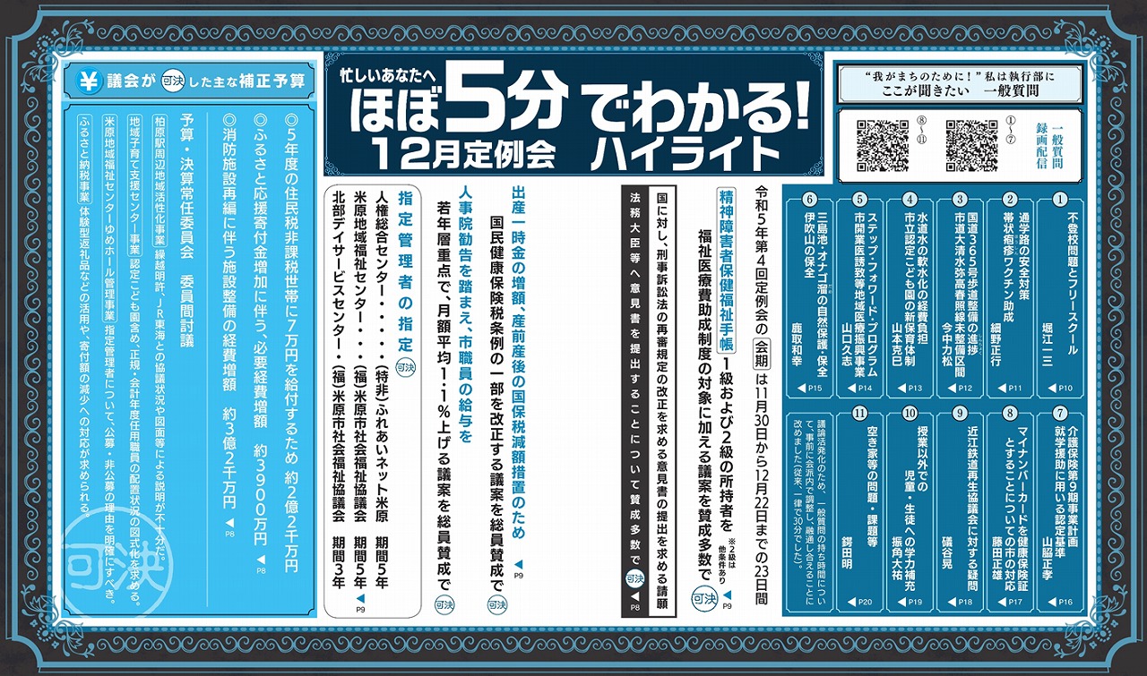 市議会だより第75号「ほぼ5分でわかる12月定例会ハイライト」のページ画像