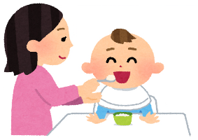 離乳食を食べている幼児