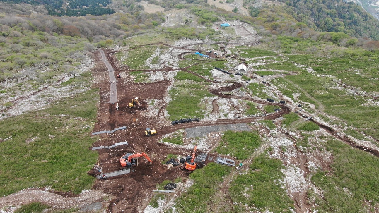 真上から見た治山工事現場の写真
