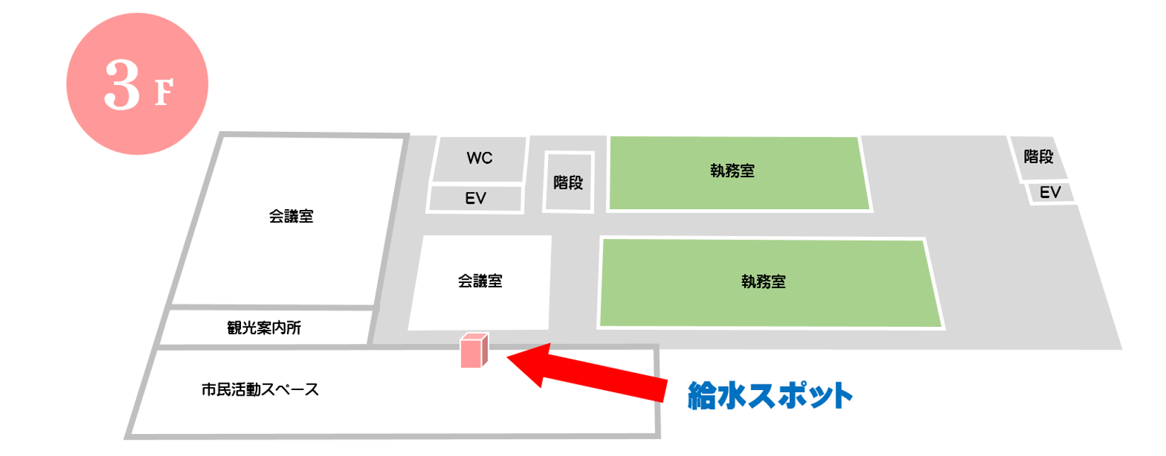本庁舎3階給水スポットのイラスト図