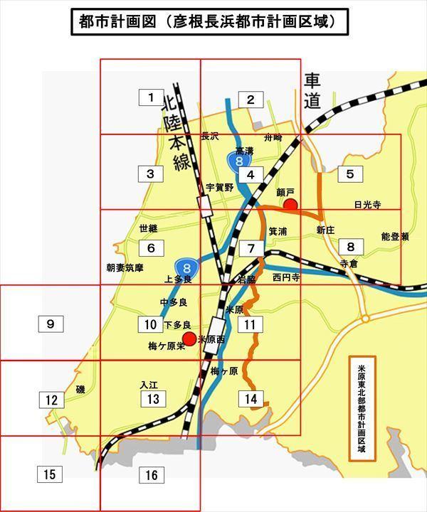 彦根長浜都市計画区域の索引図