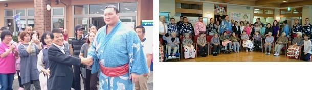 大相撲宮城野部屋の力士による市内の福祉施設訪問の様子の写真