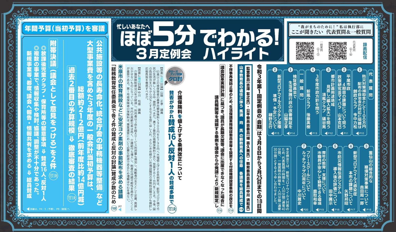 ほぼ5分でわかる、3月定例会ハイライト