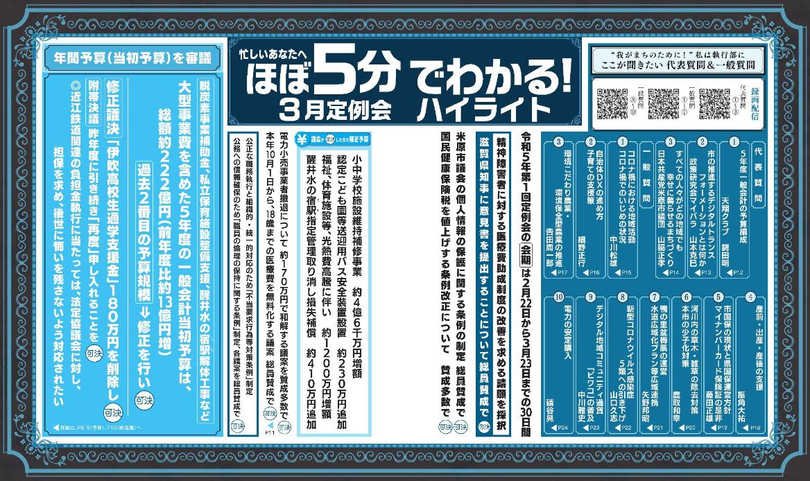 市議会だより第72号「ほぼ5分でわかる3月定例会ハイライト」