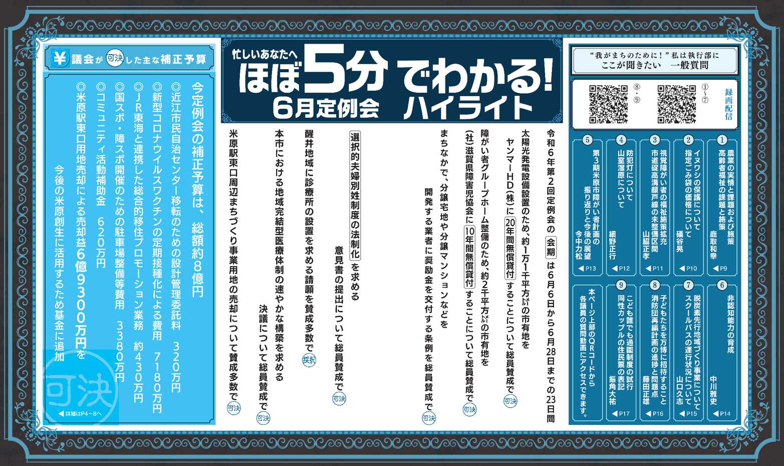 市議会だより第77号「ほぼ5分でわかる6月定例会ハイライト」