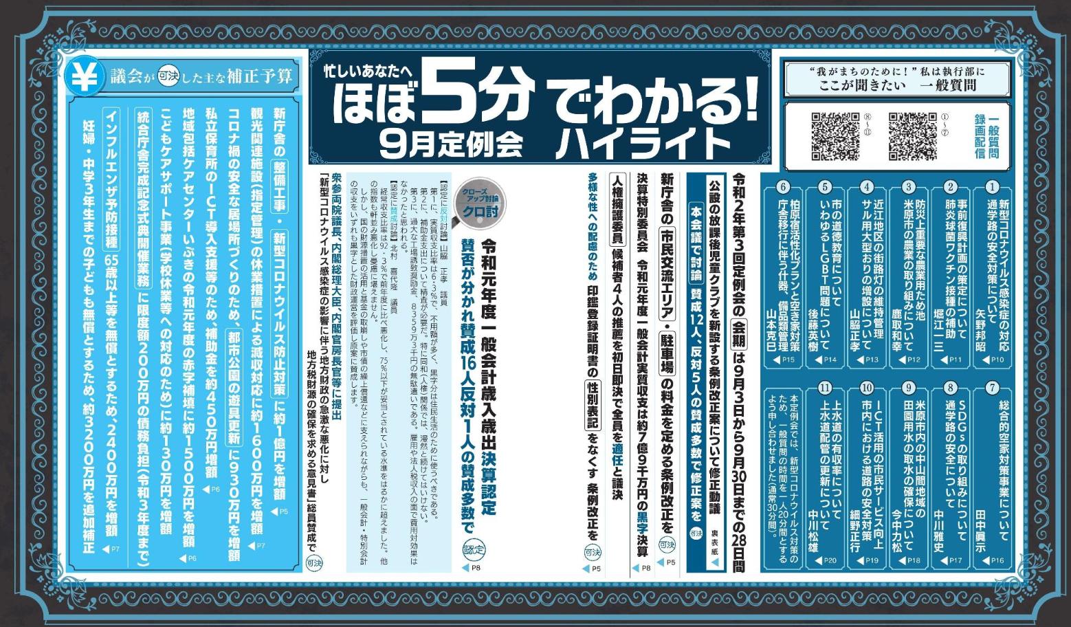 ほぼ5分でわかる、9月定例会ハイライト